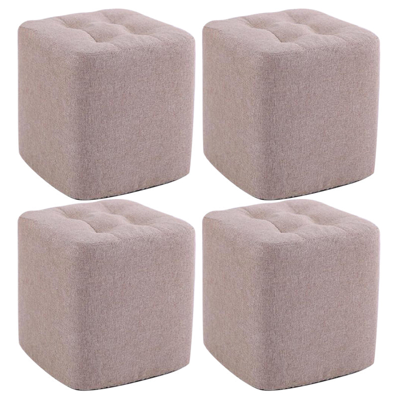 Modern Pouf Ottoman Fabric Upholstered Tufted Solid Color Square Ottoman 11"L x 11"W x 14"H Beige 4 Piece Set Clearhalo 'furn' 'furn_ottomans_poufs' 'Furniture' 'Living Room Furniture' 'Ottomans & Poufs' 'ottomans_poufs' 6255142
