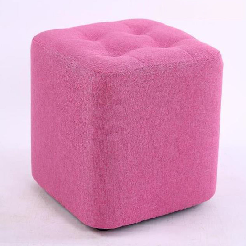 Modern Pouf Ottoman Fabric Upholstered Tufted Solid Color Square Ottoman 11"L x 11"W x 14"H Pink 1 Piece Clearhalo 'furn' 'furn_ottomans_poufs' 'Furniture' 'Living Room Furniture' 'Ottomans & Poufs' 'ottomans_poufs' 6255144
