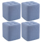 Modern Pouf Ottoman Fabric Upholstered Tufted Solid Color Square Ottoman 11"L x 11"W x 14"H Blue 4 Piece Set Clearhalo 'furn' 'furn_ottomans_poufs' 'Furniture' 'Living Room Furniture' 'Ottomans & Poufs' 'ottomans_poufs' 6255154