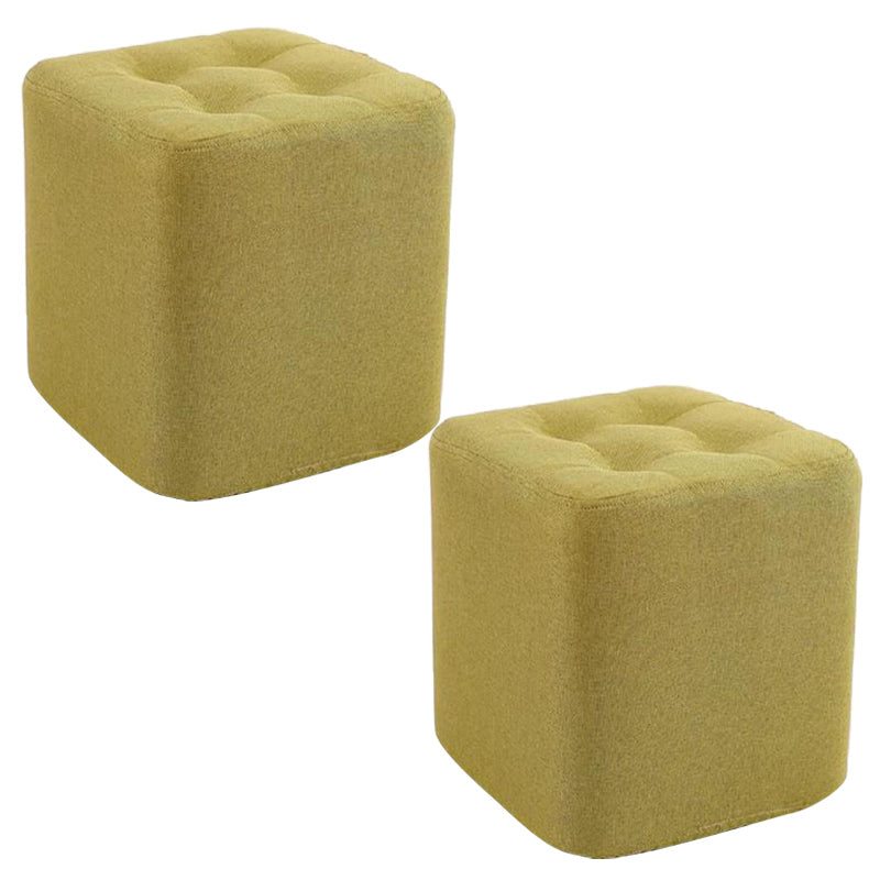 Modern Pouf Ottoman Fabric Upholstered Tufted Solid Color Square Ottoman 11"L x 11"W x 14"H Green 2 Piece Set Clearhalo 'furn' 'furn_ottomans_poufs' 'Furniture' 'Living Room Furniture' 'Ottomans & Poufs' 'ottomans_poufs' 6255156