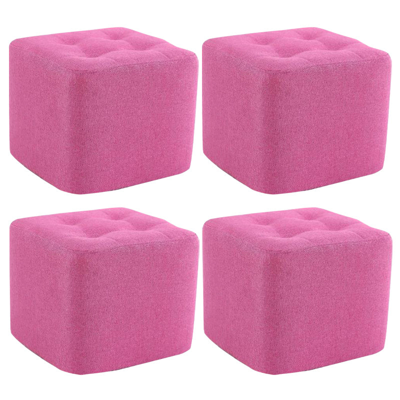 Modern Pouf Ottoman Fabric Upholstered Tufted Solid Color Square Ottoman 11"L x 11"W x 7"H Pink 4 Piece Set Clearhalo 'furn' 'furn_ottomans_poufs' 'Furniture' 'Living Room Furniture' 'Ottomans & Poufs' 'ottomans_poufs' 6255169