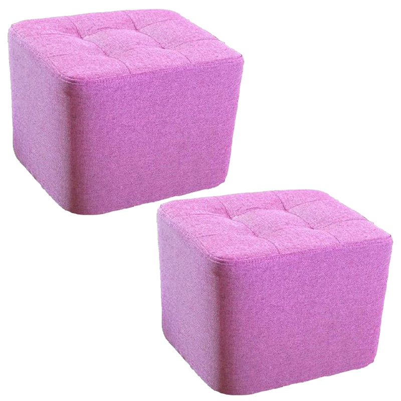 Modern Pouf Ottoman Fabric Upholstered Tufted Solid Color Square Ottoman 11"L x 11"W x 7"H Violet 2 Piece Set Clearhalo 'furn' 'furn_ottomans_poufs' 'Furniture' 'Living Room Furniture' 'Ottomans & Poufs' 'ottomans_poufs' 6255171