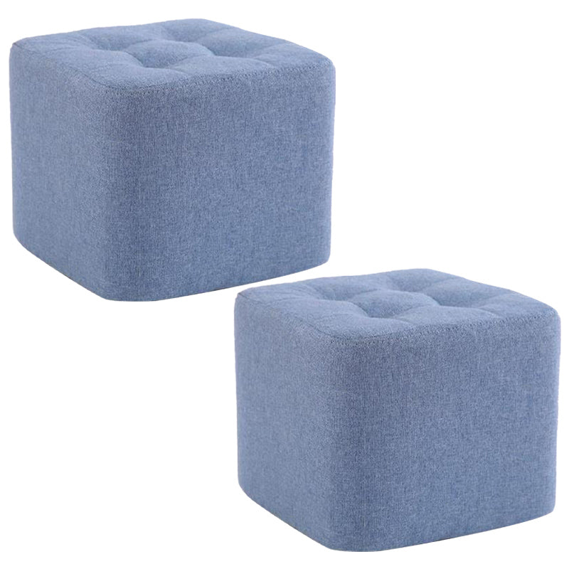 Modern Pouf Ottoman Fabric Upholstered Tufted Solid Color Square Ottoman 11"L x 11"W x 7"H Blue 2 Piece Set Clearhalo 'furn' 'furn_ottomans_poufs' 'Furniture' 'Living Room Furniture' 'Ottomans & Poufs' 'ottomans_poufs' 6255174