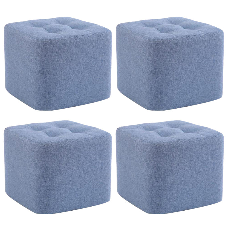 Modern Pouf Ottoman Fabric Upholstered Tufted Solid Color Square Ottoman 11"L x 11"W x 7"H Blue 4 Piece Set Clearhalo 'furn' 'furn_ottomans_poufs' 'Furniture' 'Living Room Furniture' 'Ottomans & Poufs' 'ottomans_poufs' 6255175