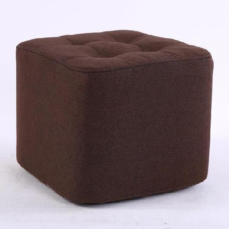 Modern Pouf Ottoman Fabric Upholstered Tufted Solid Color Square Ottoman 11"L x 11"W x 7"H Brown 1 Piece Clearhalo 'furn' 'furn_ottomans_poufs' 'Furniture' 'Living Room Furniture' 'Ottomans & Poufs' 'ottomans_poufs' 6255179