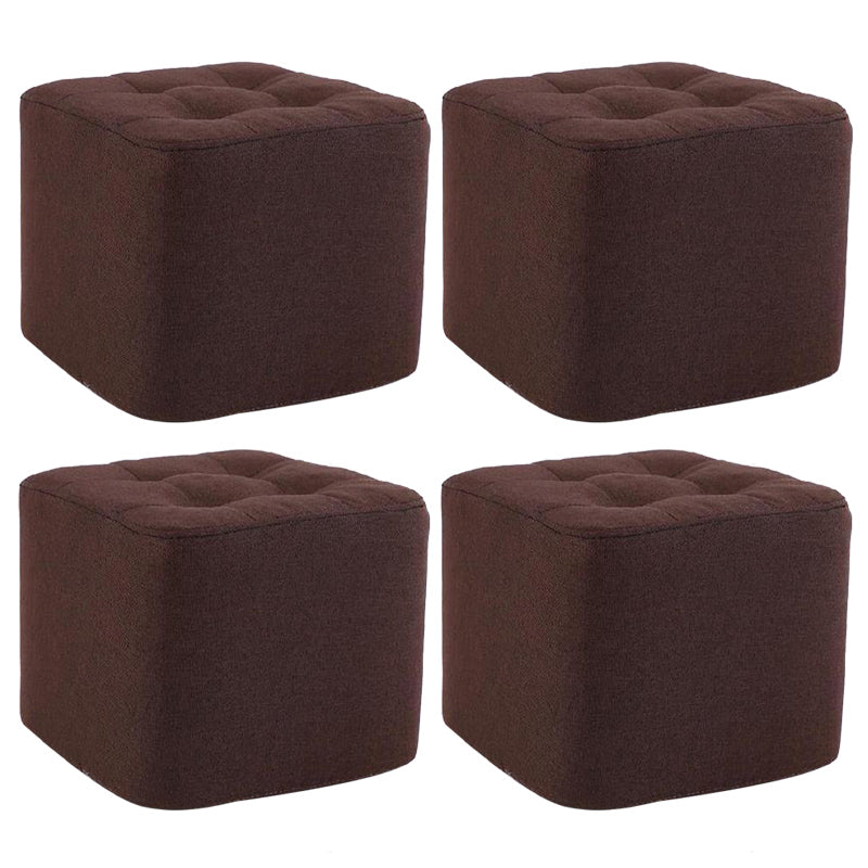 Modern Pouf Ottoman Fabric Upholstered Tufted Solid Color Square Ottoman 11"L x 11"W x 7"H Brown 4 Piece Set Clearhalo 'furn' 'furn_ottomans_poufs' 'Furniture' 'Living Room Furniture' 'Ottomans & Poufs' 'ottomans_poufs' 6255181