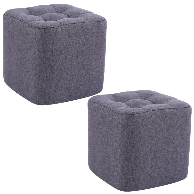 Modern Pouf Ottoman Fabric Upholstered Tufted Solid Color Square Ottoman 11"L x 11"W x 11"H Gray 2 Piece Set Clearhalo 'furn' 'furn_ottomans_poufs' 'Furniture' 'Living Room Furniture' 'Ottomans & Poufs' 'ottomans_poufs' 6255183