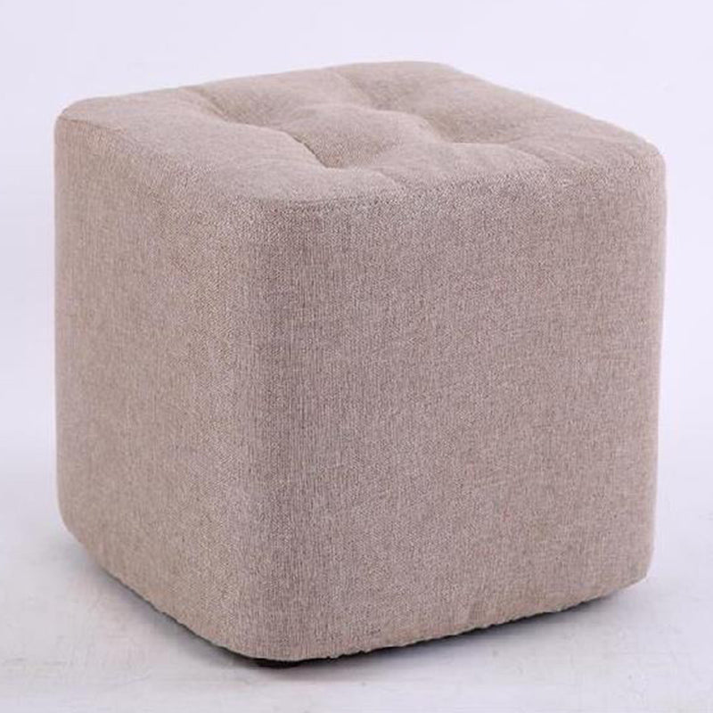 Modern Pouf Ottoman Fabric Upholstered Tufted Solid Color Square Ottoman 11"L x 11"W x 11"H Beige 1 Piece Clearhalo 'furn' 'furn_ottomans_poufs' 'Furniture' 'Living Room Furniture' 'Ottomans & Poufs' 'ottomans_poufs' 6255185