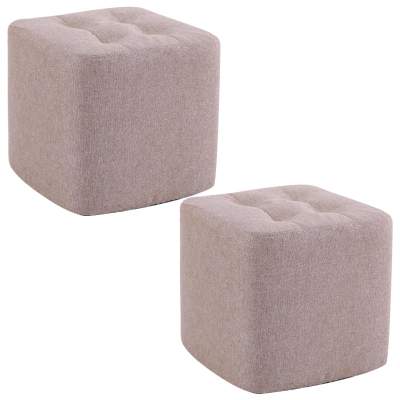 Modern Pouf Ottoman Fabric Upholstered Tufted Solid Color Square Ottoman 11"L x 11"W x 11"H Beige 2 Piece Set Clearhalo 'furn' 'furn_ottomans_poufs' 'Furniture' 'Living Room Furniture' 'Ottomans & Poufs' 'ottomans_poufs' 6255186