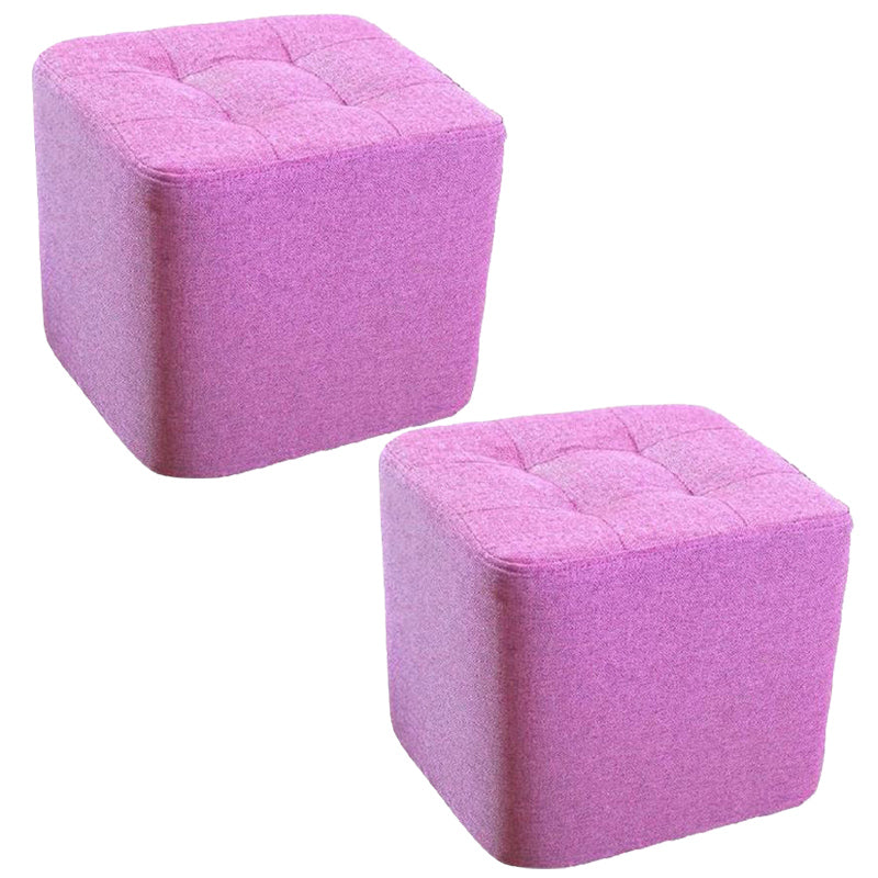 Modern Pouf Ottoman Fabric Upholstered Tufted Solid Color Square Ottoman 11"L x 11"W x 11"H Violet 2 Piece Set Clearhalo 'furn' 'furn_ottomans_poufs' 'Furniture' 'Living Room Furniture' 'Ottomans & Poufs' 'ottomans_poufs' 6255192