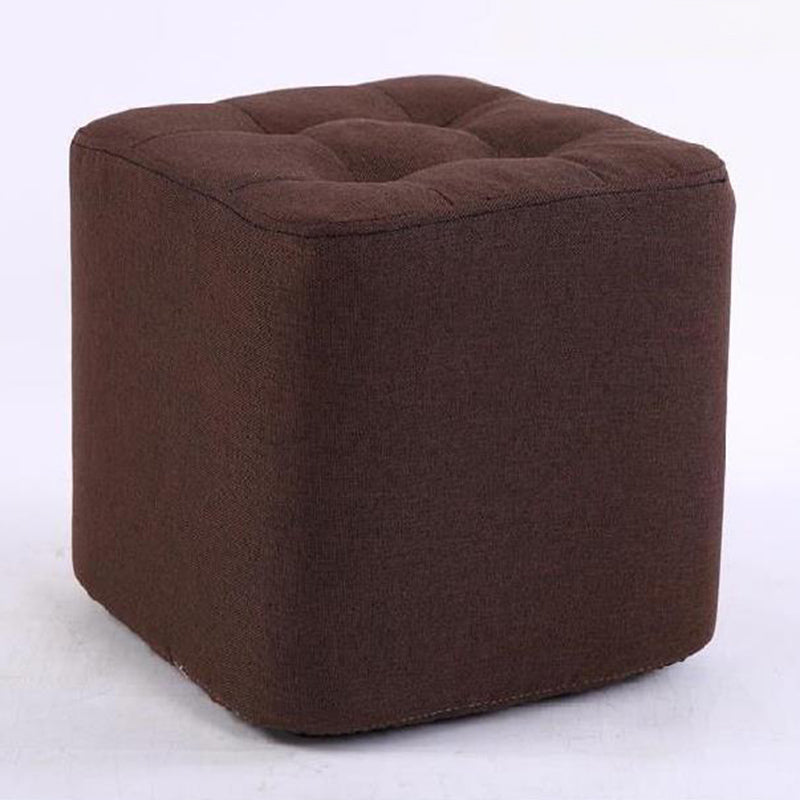 Modern Pouf Ottoman Fabric Upholstered Tufted Solid Color Square Ottoman 11"L x 11"W x 11"H Brown 1 Piece Clearhalo 'furn' 'furn_ottomans_poufs' 'Furniture' 'Living Room Furniture' 'Ottomans & Poufs' 'ottomans_poufs' 6255200