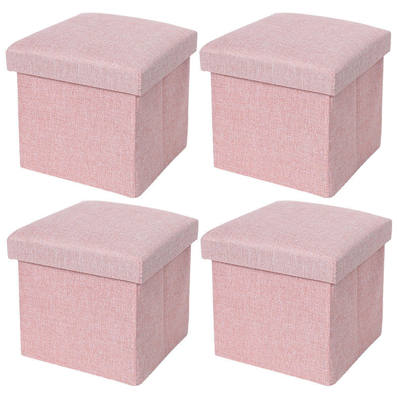 Modern Tear Resistant Cotton Cube Solid Color Square Cube for Drawing Room Pink 4 Piece Set Clearhalo 'furn' 'furn_ottomans_poufs' 'Furniture' 'Living Room Furniture' 'Ottomans & Poufs' 'ottomans_poufs' 6255222