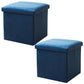 Modern Tear Resistant Cotton Cube Solid Color Square Cube for Drawing Room Dark Blue 2 Piece Set Clearhalo 'furn' 'furn_ottomans_poufs' 'Furniture' 'Living Room Furniture' 'Ottomans & Poufs' 'ottomans_poufs' 6255238