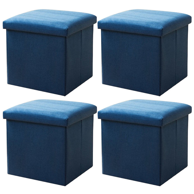 Modern Tear Resistant Cotton Cube Solid Color Square Cube for Drawing Room Dark Blue 4 Piece Set Clearhalo 'furn' 'furn_ottomans_poufs' 'Furniture' 'Living Room Furniture' 'Ottomans & Poufs' 'ottomans_poufs' 6255239