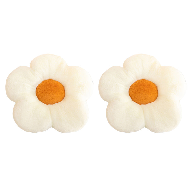 Contemporary Pouf Ottoman Velvet Upholstered Tear Resistant Flower Shape Ottoman White 2 Piece Set Clearhalo 'furn' 'furn_ottomans_poufs' 'Furniture' 'Living Room Furniture' 'Ottomans & Poufs' 'ottomans_poufs' 6255248