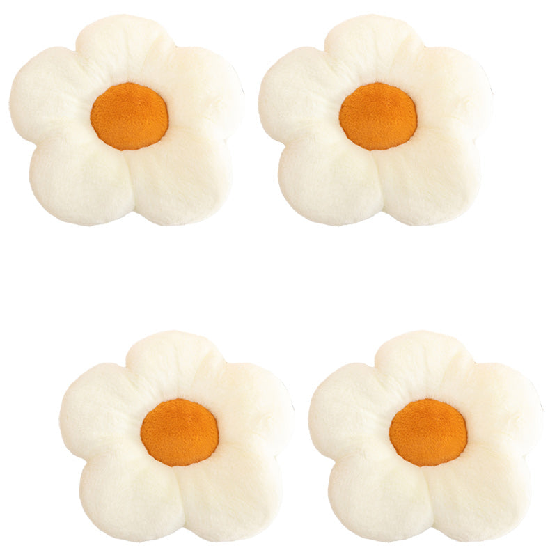 Contemporary Pouf Ottoman Velvet Upholstered Tear Resistant Flower Shape Ottoman White 4 Piece Set Clearhalo 'furn' 'furn_ottomans_poufs' 'Furniture' 'Living Room Furniture' 'Ottomans & Poufs' 'ottomans_poufs' 6255251