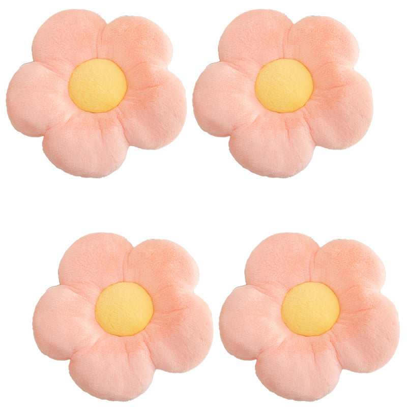 Contemporary Pouf Ottoman Velvet Upholstered Tear Resistant Flower Shape Ottoman Pink 4 Piece Set Clearhalo 'furn' 'furn_ottomans_poufs' 'Furniture' 'Living Room Furniture' 'Ottomans & Poufs' 'ottomans_poufs' 6255257