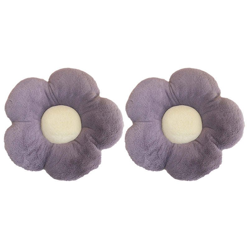 Contemporary Pouf Ottoman Velvet Upholstered Tear Resistant Flower Shape Ottoman Violet 2 Piece Set Clearhalo 'furn' 'furn_ottomans_poufs' 'Furniture' 'Living Room Furniture' 'Ottomans & Poufs' 'ottomans_poufs' 6255260