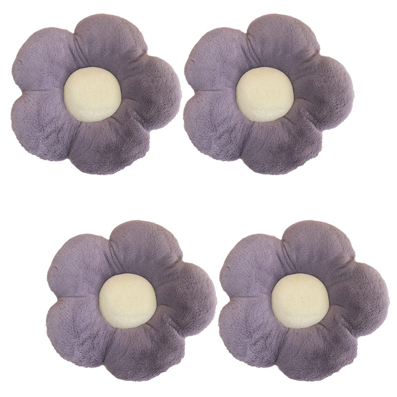 Contemporary Pouf Ottoman Velvet Upholstered Tear Resistant Flower Shape Ottoman Violet 4 Piece Set Clearhalo 'furn' 'furn_ottomans_poufs' 'Furniture' 'Living Room Furniture' 'Ottomans & Poufs' 'ottomans_poufs' 6255263