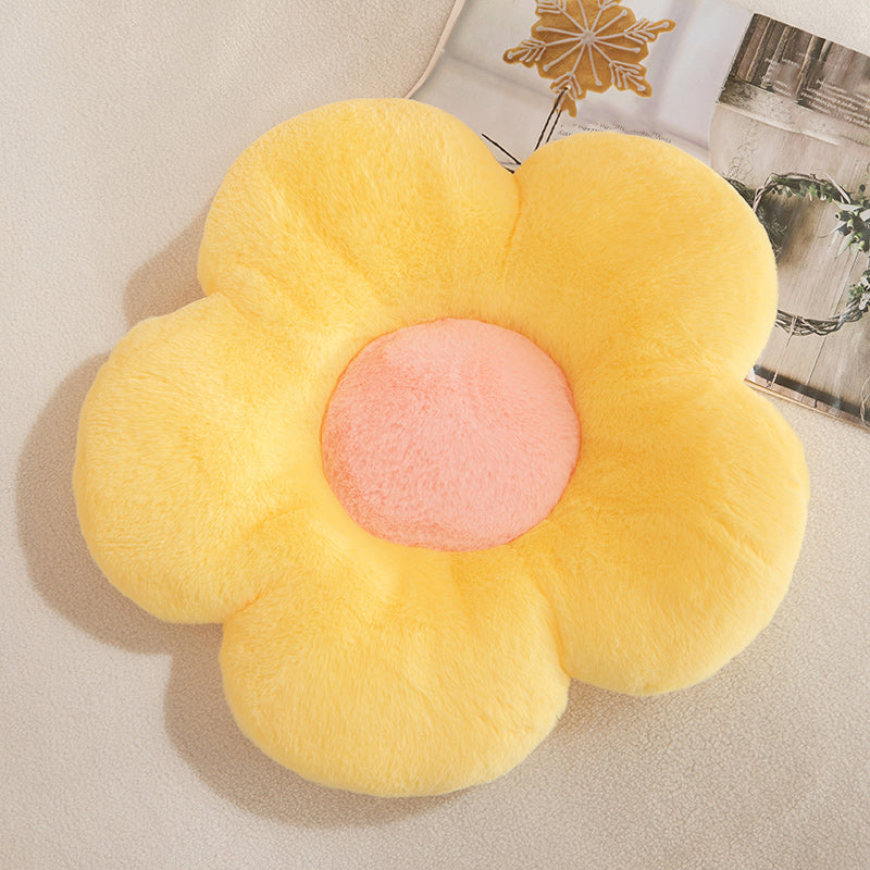 Contemporary Pouf Ottoman Velvet Upholstered Tear Resistant Flower Shape Ottoman Yellow 1 Piece Clearhalo 'furn' 'furn_ottomans_poufs' 'Furniture' 'Living Room Furniture' 'Ottomans & Poufs' 'ottomans_poufs' 6255264