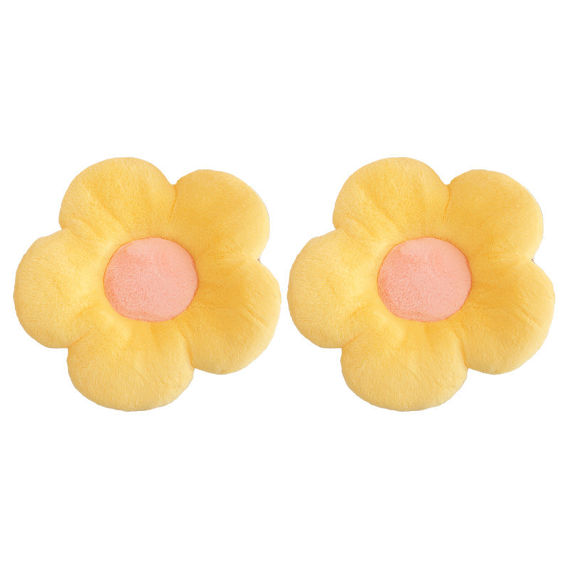 Contemporary Pouf Ottoman Velvet Upholstered Tear Resistant Flower Shape Ottoman Yellow 2 Piece Set Clearhalo 'furn' 'furn_ottomans_poufs' 'Furniture' 'Living Room Furniture' 'Ottomans & Poufs' 'ottomans_poufs' 6255266