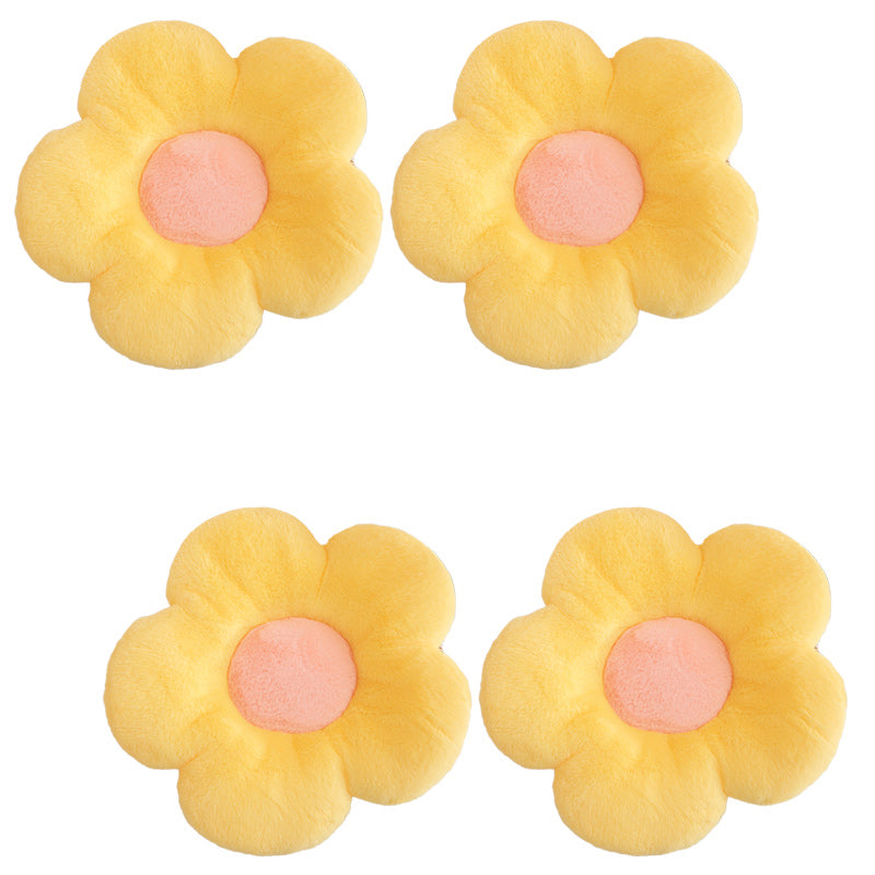 Contemporary Pouf Ottoman Velvet Upholstered Tear Resistant Flower Shape Ottoman Yellow 4 Piece Set Clearhalo 'furn' 'furn_ottomans_poufs' 'Furniture' 'Living Room Furniture' 'Ottomans & Poufs' 'ottomans_poufs' 6255268