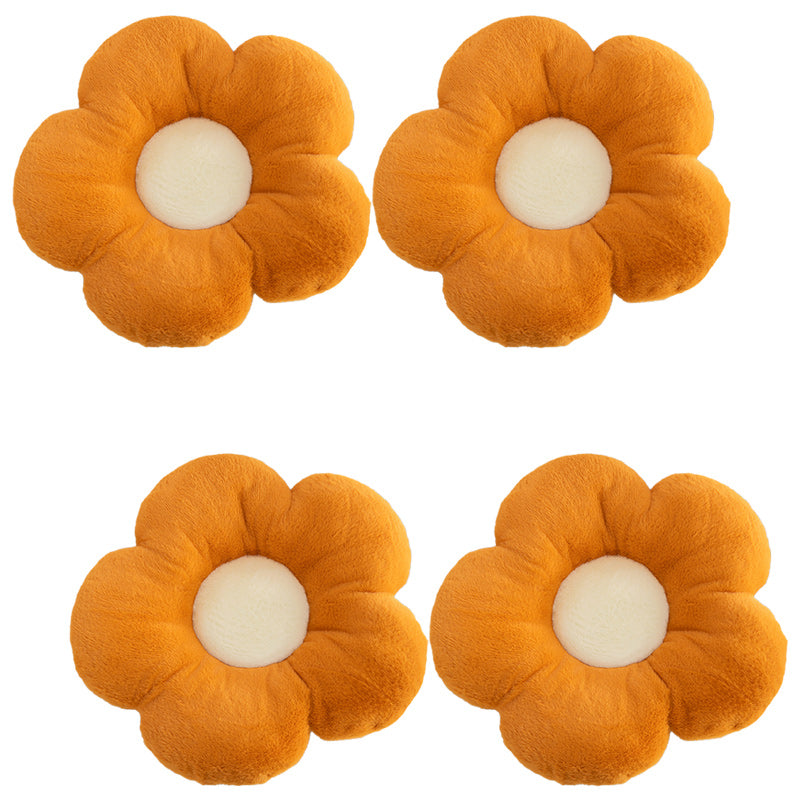 Contemporary Pouf Ottoman Velvet Upholstered Tear Resistant Flower Shape Ottoman Brown 4 Piece Set Clearhalo 'furn' 'furn_ottomans_poufs' 'Furniture' 'Living Room Furniture' 'Ottomans & Poufs' 'ottomans_poufs' 6255274