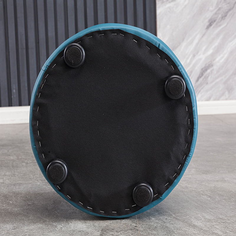 Modern Pouf Ottoman Faux Leather Upholstered Tufted Solid Color Cylinder Shape Ottoman Clearhalo 'furn' 'furn_ottomans_poufs' 'Furniture' 'Living Room Furniture' 'Ottomans & Poufs' 'ottomans_poufs' 6255294