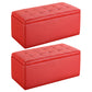 Modern Pouf Ottoman Faux Leather Upholstered Tufted Rectangle Ottoman with Storage Red 2 Piece Set Clearhalo 'furn' 'furn_ottomans_poufs' 'Furniture' 'Living Room Furniture' 'Ottomans & Poufs' 'ottomans_poufs' 6255335