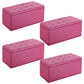 Modern Pouf Ottoman Faux Leather Upholstered Tufted Rectangle Ottoman with Storage Rose Red 4 Piece Set Clearhalo 'furn' 'furn_ottomans_poufs' 'Furniture' 'Living Room Furniture' 'Ottomans & Poufs' 'ottomans_poufs' 6255354