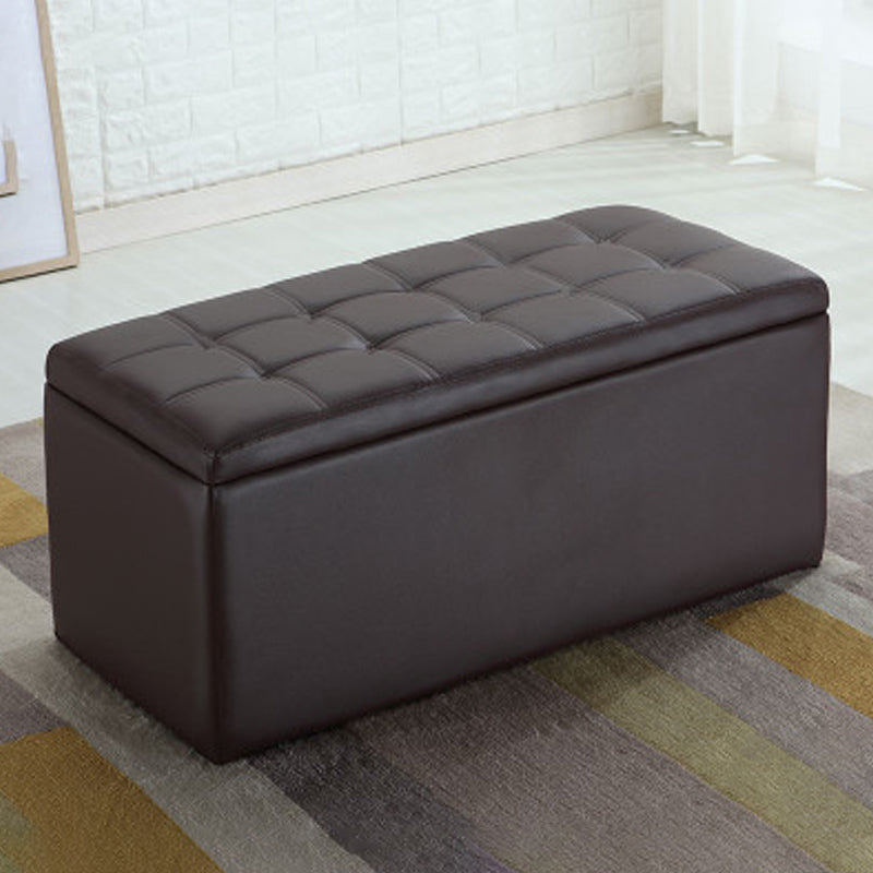 Modern Pouf Ottoman Faux Leather Upholstered Tufted Rectangle Ottoman with Storage Coffee 1 Piece Clearhalo 'furn' 'furn_ottomans_poufs' 'Furniture' 'Living Room Furniture' 'Ottomans & Poufs' 'ottomans_poufs' 6255361