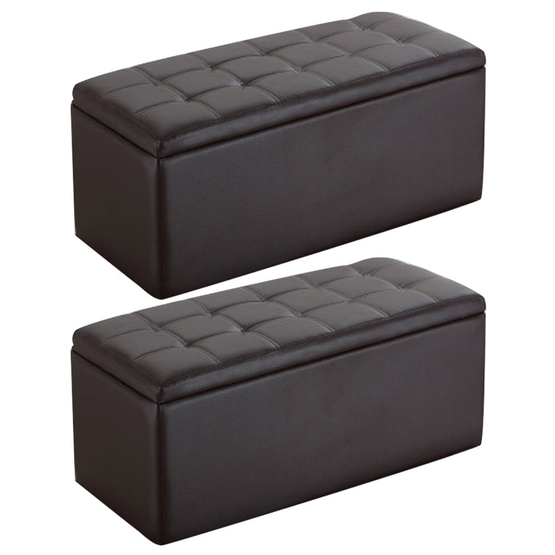 Modern Pouf Ottoman Faux Leather Upholstered Tufted Rectangle Ottoman with Storage Coffee 2 Piece Set Clearhalo 'furn' 'furn_ottomans_poufs' 'Furniture' 'Living Room Furniture' 'Ottomans & Poufs' 'ottomans_poufs' 6255362