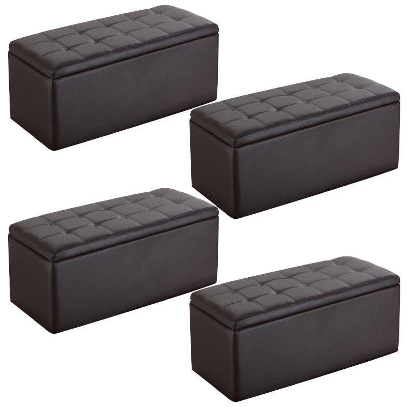 Modern Pouf Ottoman Faux Leather Upholstered Tufted Rectangle Ottoman with Storage Coffee 4 Piece Set Clearhalo 'furn' 'furn_ottomans_poufs' 'Furniture' 'Living Room Furniture' 'Ottomans & Poufs' 'ottomans_poufs' 6255363