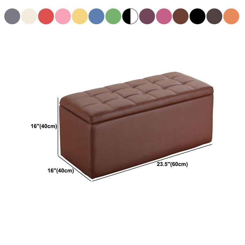 Modern Pouf Ottoman Faux Leather Upholstered Tufted Rectangle Ottoman with Storage Clearhalo 'furn' 'furn_ottomans_poufs' 'Furniture' 'Living Room Furniture' 'Ottomans & Poufs' 'ottomans_poufs' 6255370