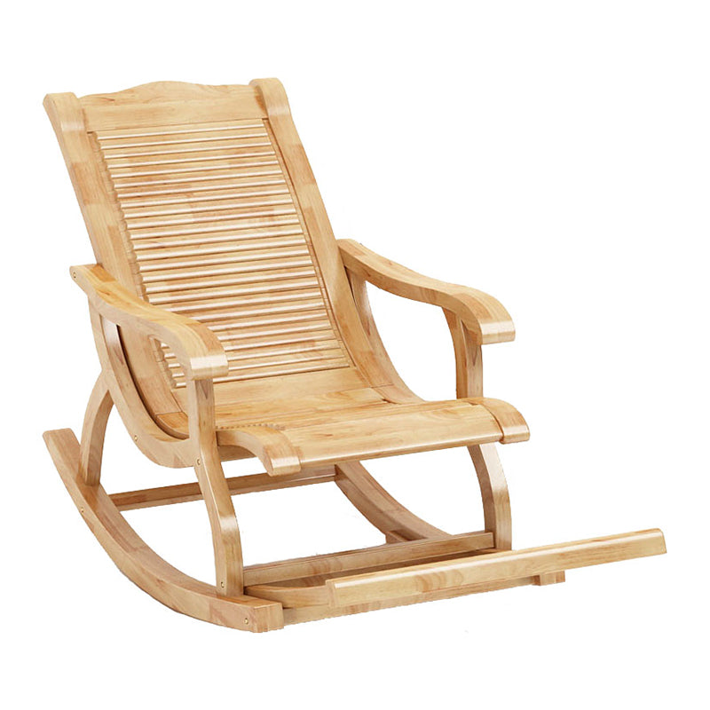 Chaise de culbuteur traditionnelle allongée en bois avec chaise inclinable à cadre gris