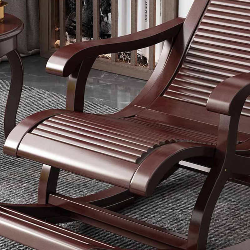 Chaise de culbuteur traditionnelle allongée en bois avec chaise inclinable à cadre gris