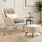 Modern Style Rocking Chair Metal Frame Doll Cotton Filling Cushion Wingback Rocker Chair Rocking Chair with Ottomans Beige Clearhalo 'Chairs & Seating' 'furn' 'furn_rocking_chairs' 'Furniture' 'Living Room Furniture' 'Rocking Chairs' 'rocking_chairs' 6256154