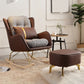 Modern Style Rocking Chair Metal Frame Doll Cotton Filling Cushion Wingback Rocker Chair Rocking Chair with Ottomans Coffee Clearhalo 'Chairs & Seating' 'furn' 'furn_rocking_chairs' 'Furniture' 'Living Room Furniture' 'Rocking Chairs' 'rocking_chairs' 6256155