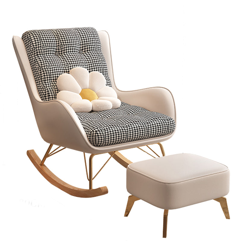 Modern Style Rocking Chair Metal Frame Doll Cotton Filling Cushion Wingback Rocker Chair Clearhalo 'Chairs & Seating' 'furn' 'furn_rocking_chairs' 'Furniture' 'Living Room Furniture' 'Rocking Chairs' 'rocking_chairs' 6256157