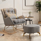 Modern Style Rocking Chair Metal Frame Doll Cotton Filling Cushion Wingback Rocker Chair Rocking Chair with Ottomans Gray Clearhalo 'Chairs & Seating' 'furn' 'furn_rocking_chairs' 'Furniture' 'Living Room Furniture' 'Rocking Chairs' 'rocking_chairs' 6256158