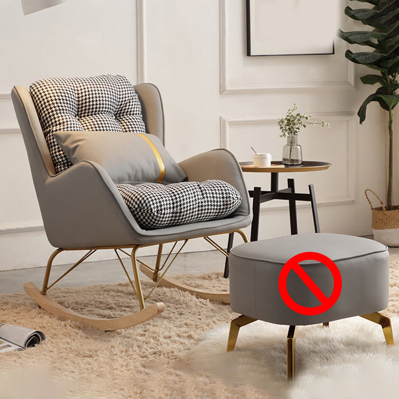 Modern Style Rocking Chair Metal Frame Doll Cotton Filling Cushion Wingback Rocker Chair Rocking Chair Gray Clearhalo 'Chairs & Seating' 'furn' 'furn_rocking_chairs' 'Furniture' 'Living Room Furniture' 'Rocking Chairs' 'rocking_chairs' 6256166