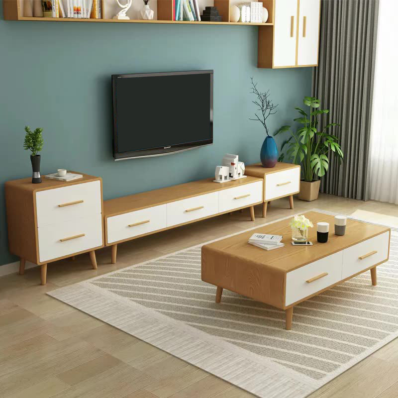 Contemporary Wood TV Stand Console Enclosed Storage TV Media Stand for Living Room Clearhalo 'furn' 'furn_tv_stands_entertainment_centers' 'Furniture' 'Living Room Furniture' 'TV Stands & Entertainment Centers' 'TV Stands & Media Storage Furniture' 'tv_stands_entertainment_centers' 6256171