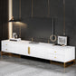Console multimediale moderna per TV in marmo con contenitore chiuso e gambe in metallo per soggiorno