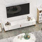 Console multimediale moderna per TV in marmo con contenitore chiuso e gambe in metallo per soggiorno