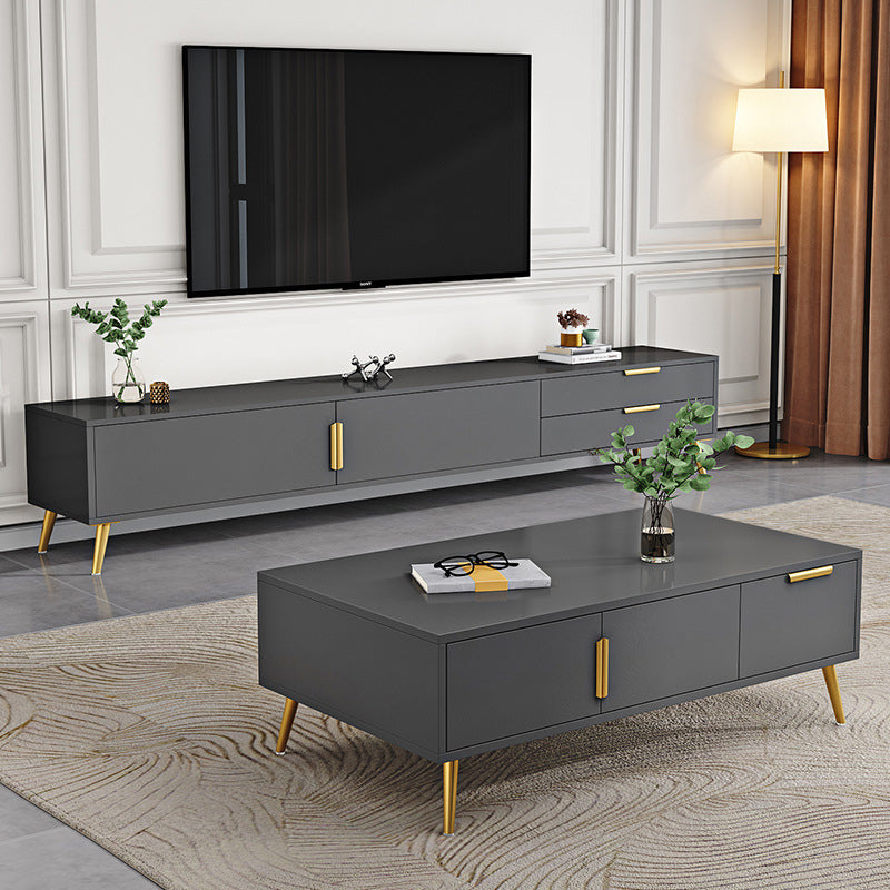 Faux Wood TV Console Contemporary TV Media Stand with Drawers Clearhalo 'furn' 'furn_tv_stands_entertainment_centers' 'Furniture' 'Living Room Furniture' 'TV Stands & Entertainment Centers' 'TV Stands & Media Storage Furniture' 'tv_stands_entertainment_centers' 6256288