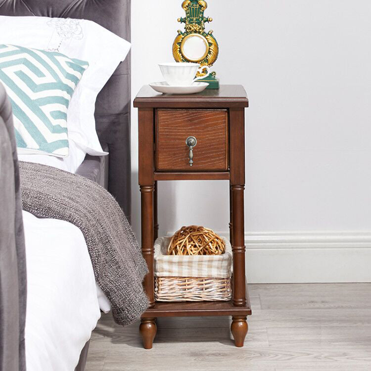Traditional Nightstand Solid Wood Night Table for Living Room 9.8"L x 11.8"W x 23.6"H Brown 1 Piece Clearhalo 'Bedroom Furniture' 'furn' 'furn_night_stand' 'Furniture' 'night_stand' 'Nightstands' 6256391
