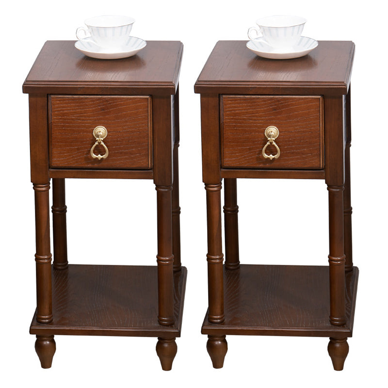 Traditional Nightstand Solid Wood Night Table for Living Room 11.8"L x 15"W x 23.5"H Brown 2 Piece Set Clearhalo 'Bedroom Furniture' 'furn' 'furn_night_stand' 'Furniture' 'night_stand' 'Nightstands' 6256394