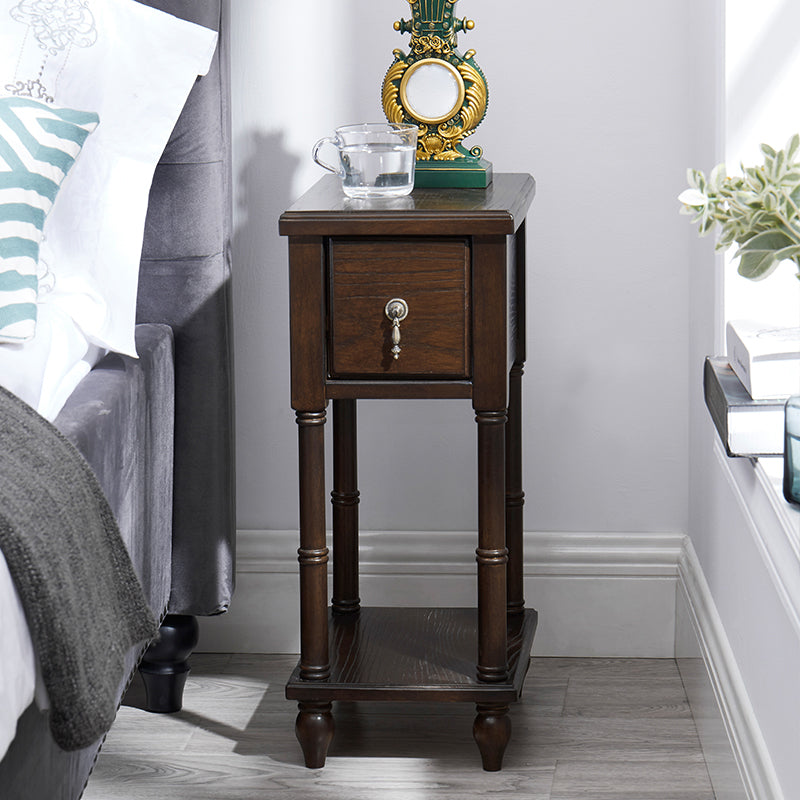 Traditional Nightstand Solid Wood Night Table for Living Room 9.8"L x 11.8"W x 23.6"H Nut-Brown 1 Piece Clearhalo 'Bedroom Furniture' 'furn' 'furn_night_stand' 'Furniture' 'night_stand' 'Nightstands' 6256395