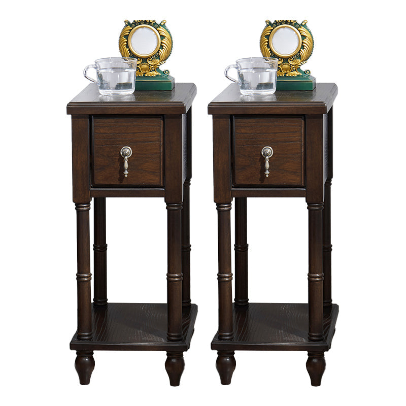 Traditional Nightstand Solid Wood Night Table for Living Room 9.8"L x 11.8"W x 23.6"H Nut-Brown 2 Piece Set Clearhalo 'Bedroom Furniture' 'furn' 'furn_night_stand' 'Furniture' 'night_stand' 'Nightstands' 6256396