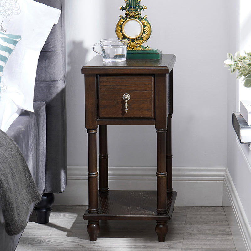 Traditional Nightstand Solid Wood Night Table for Living Room 11.8"L x 15"W x 23.5"H Nut-Brown 1 Piece Clearhalo 'Bedroom Furniture' 'furn' 'furn_night_stand' 'Furniture' 'night_stand' 'Nightstands' 6256397